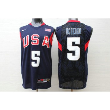 Nike Team USA 2008 Olympics Jason Kidd 5 Basketball Trikot Blau