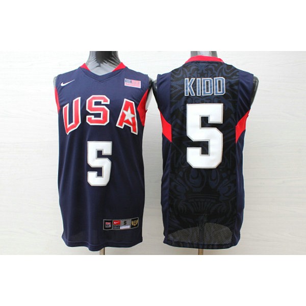 Nike Team USA 2008 Olympics Jason Kidd 5 Basketball Trikot Blau