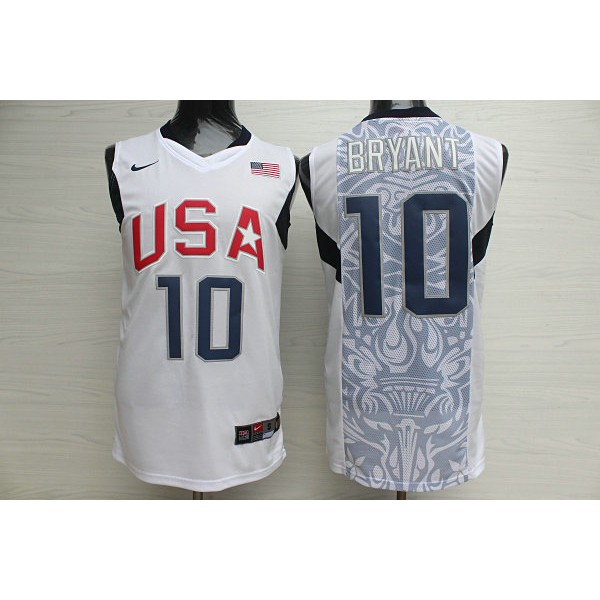 Nike Team USA 2008 Olympics Kobe Bryant 10 Basketball Trikot Weiß