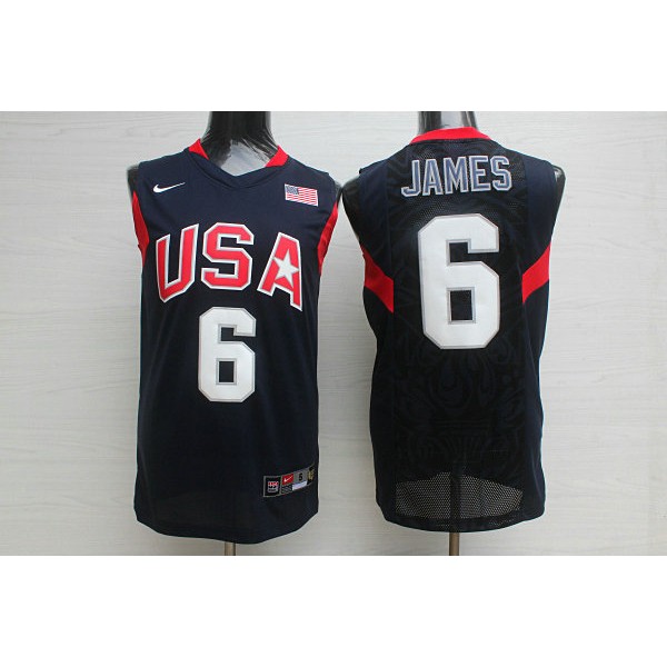 Nike Team USA 2008 Olympics LeBron James 6 Basketball Trikot Blau