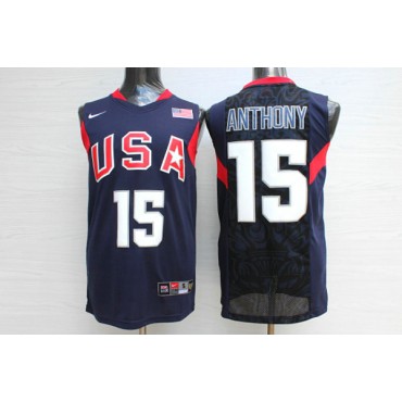 Nike Team USA Carmelo Anthony 15 2008 Olympique Basketball Trikot Blau