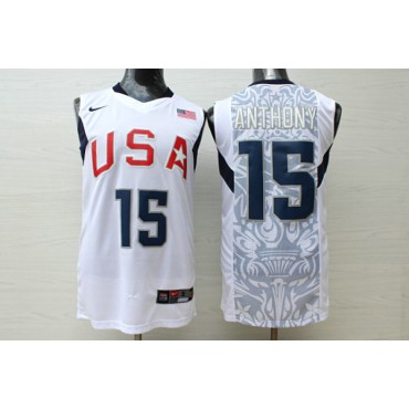 Nike Team USA Carmelo Anthony 15 2008 Olympique Basketball Trikot Weiß