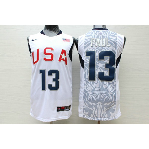 Nike USA Olympique Basketball Team Chris Paul 13 Trikot Weiß