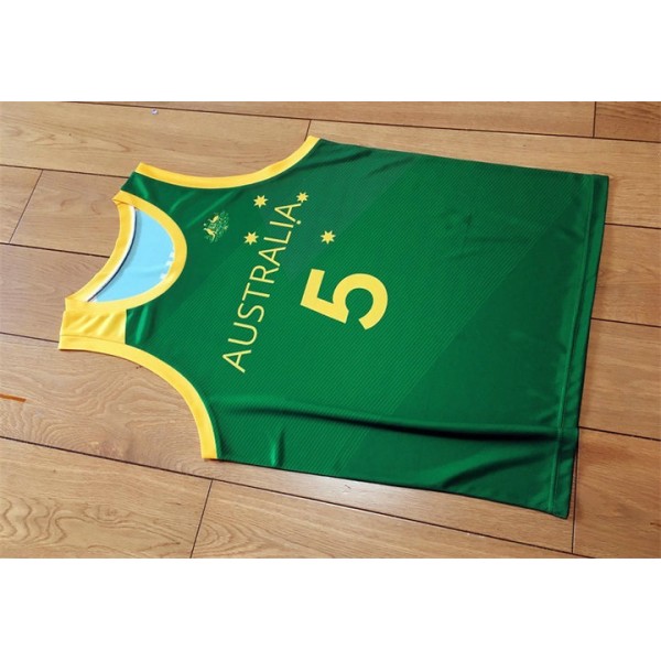 Patty Mills 5 Australien Basketball Trikot Printed Grün