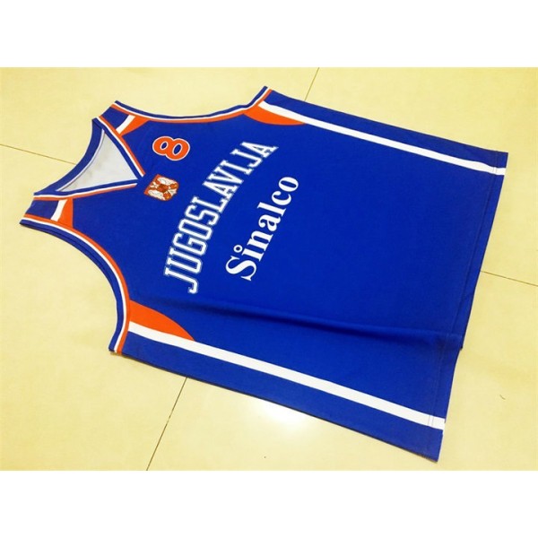 Peja Stojakovic 8 Team Jugoslavija Retro Basketball Trikot Blau