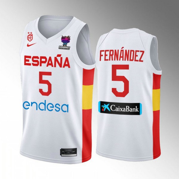 Rudy Fernandez 5 Spanien 2022 FIBA EuroBasket Final Home Weiß Trikot